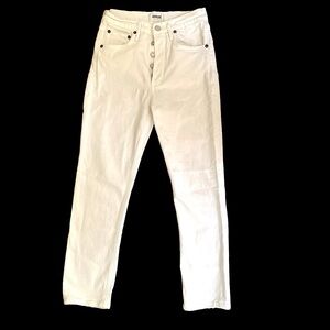 Agolde white denim Riley straight leg jean
